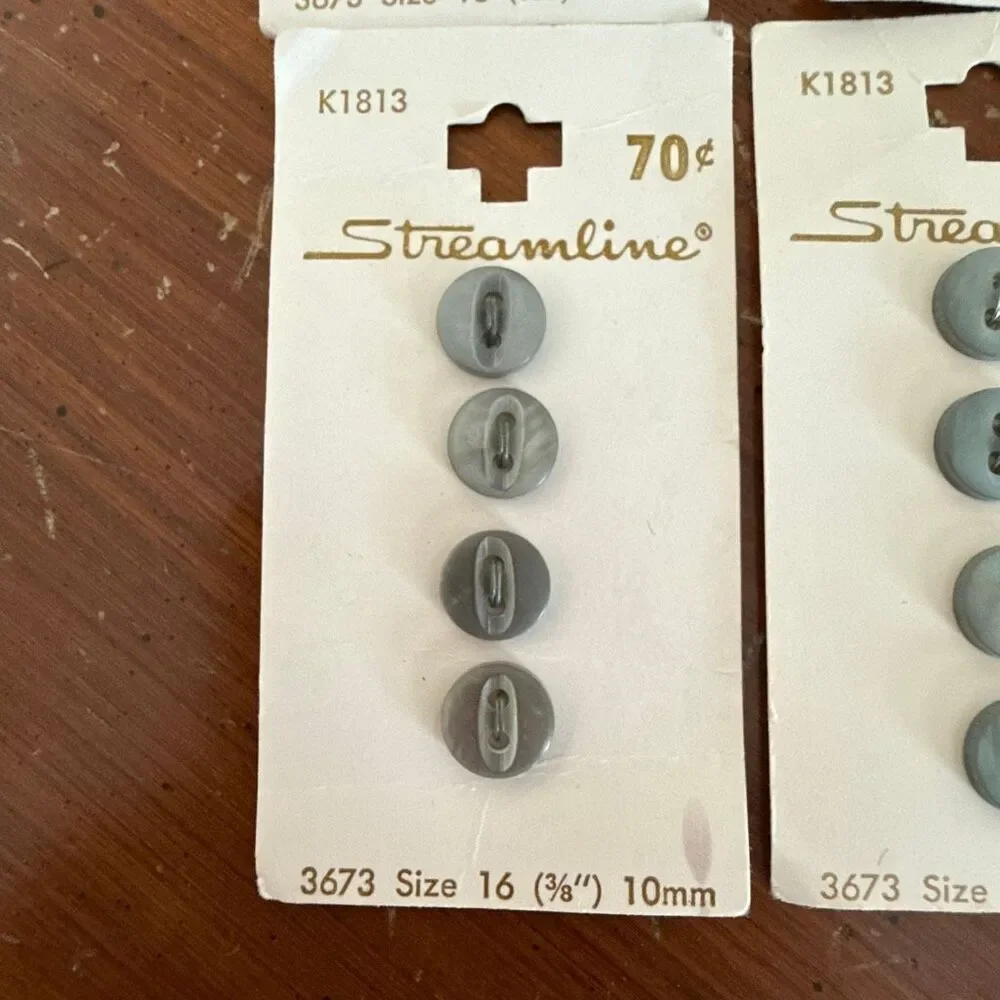 Vintage Streamline Gray Buttons Made in Italy | 16 Total | Size 16 (3/8”) | New